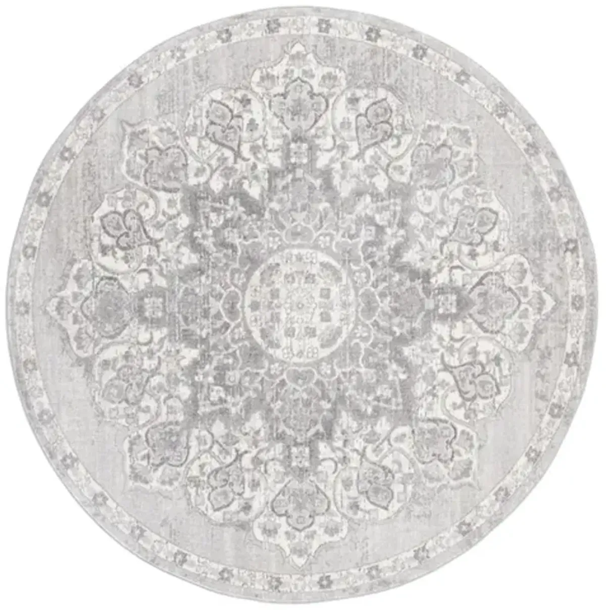 Brentwood 802 Grey / Ivory 9' X 9' Round Round Powerloomed Rug