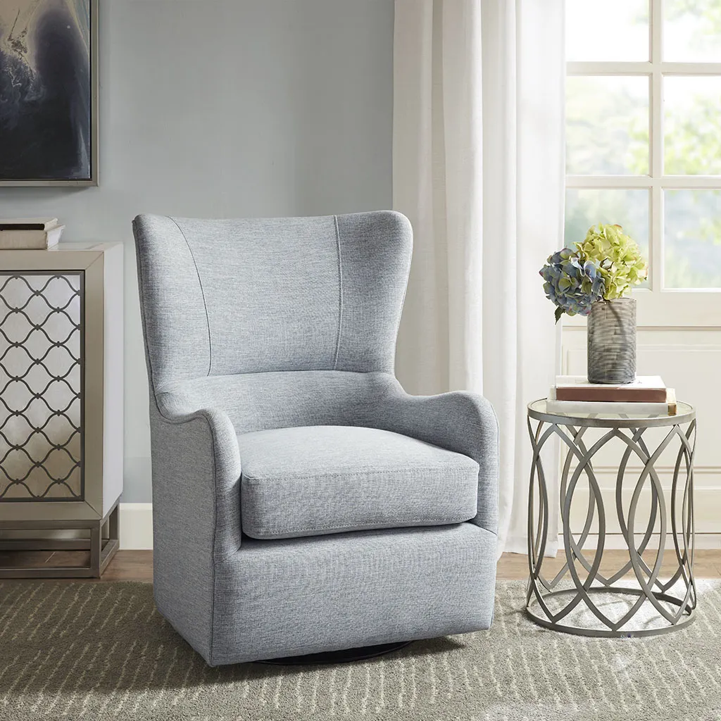 Madison Park Arianna Light Blue Swivel Glider Chair