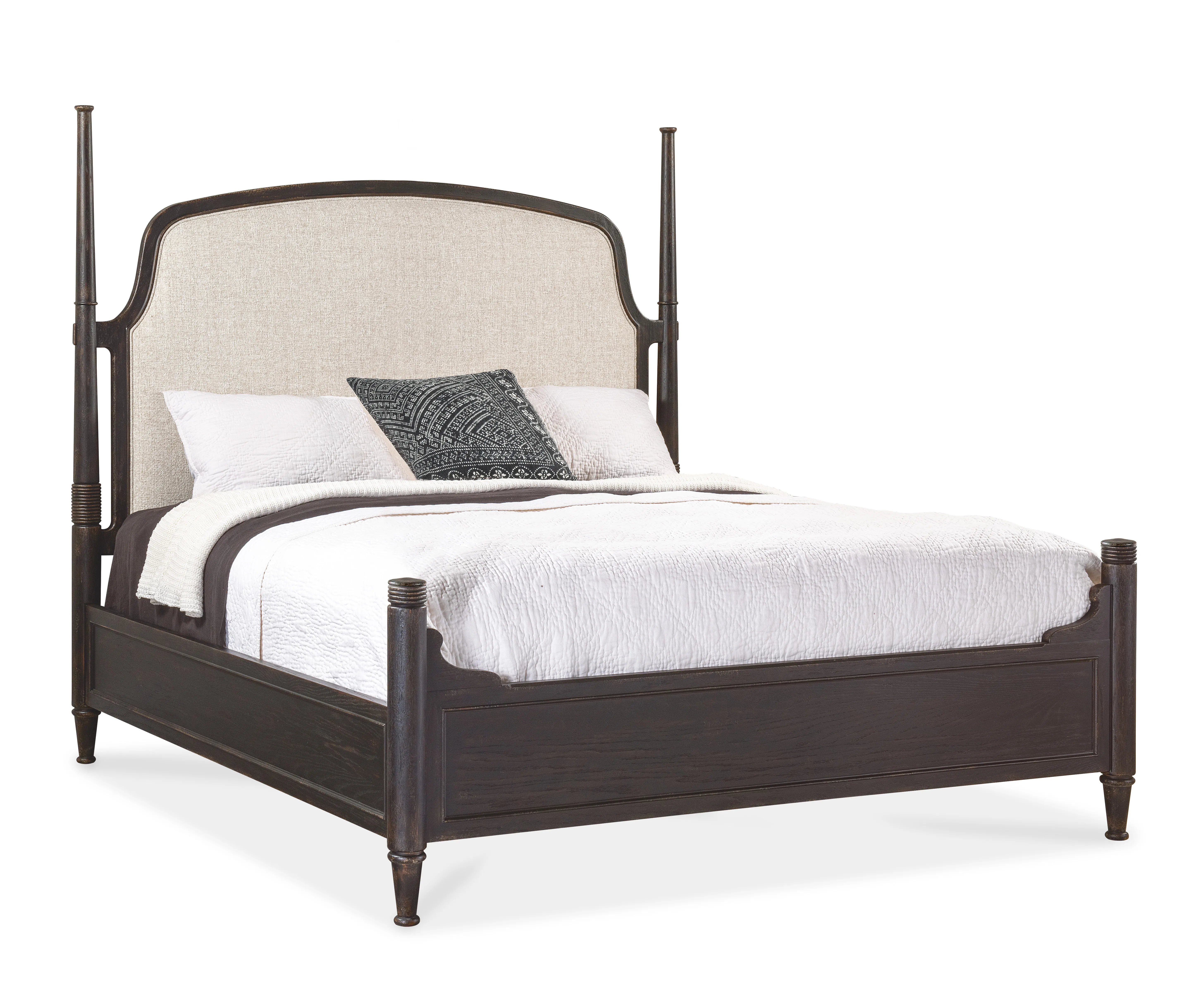 Americana California King Upholstered Poster Bed