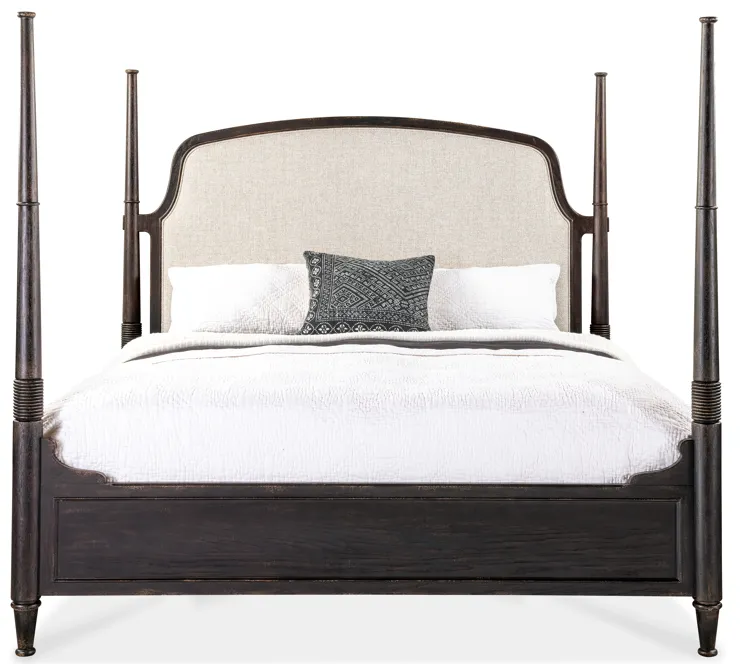 Americana California King Upholstered Poster Bed