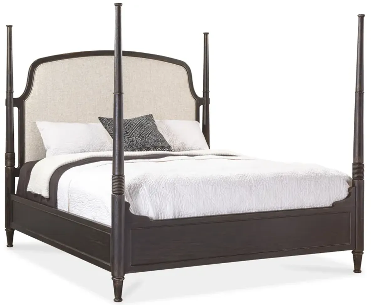 Americana California King Upholstered Poster Bed