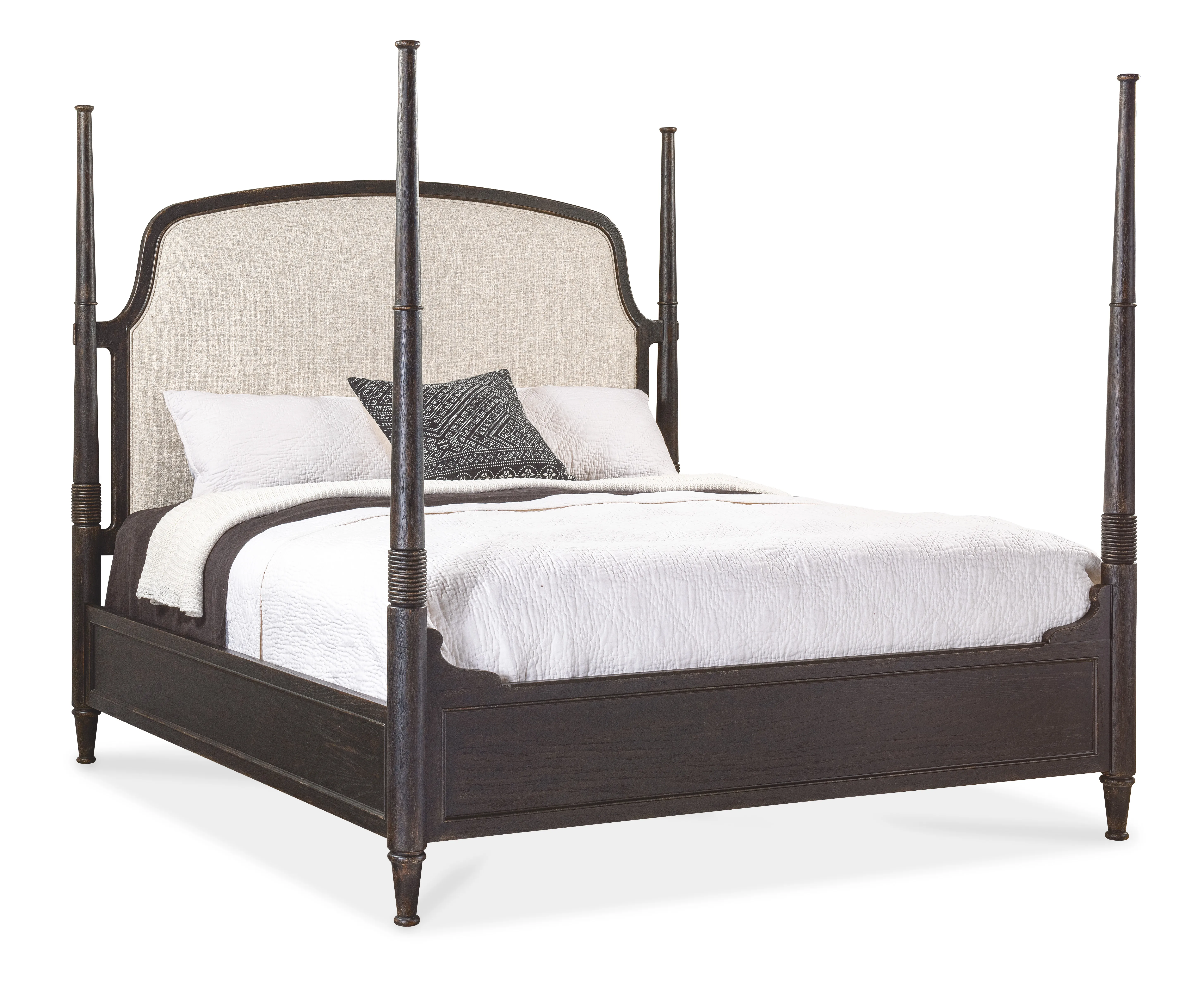 Americana California King Upholstered Poster Bed