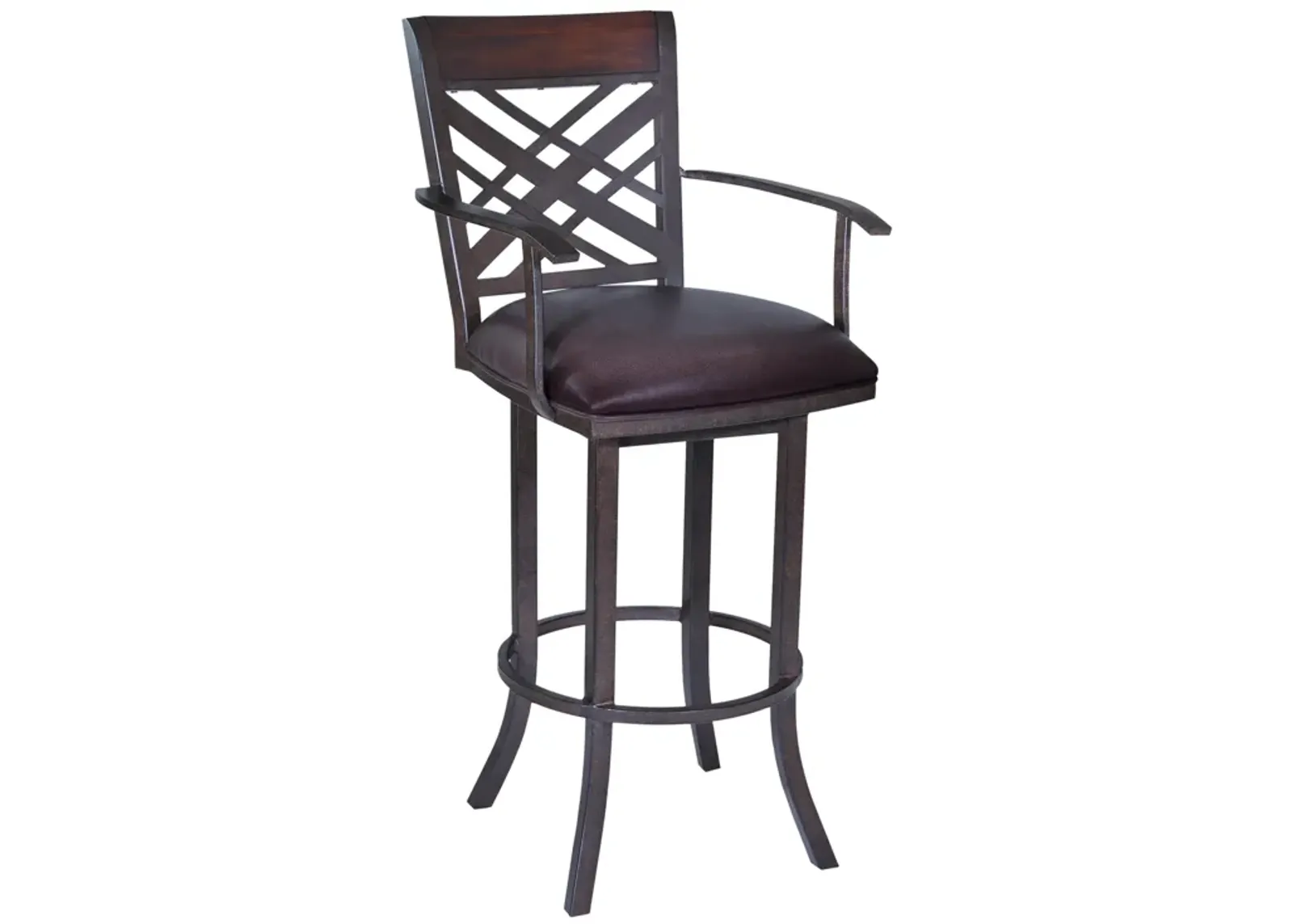 Tahiti  26" Arm Barstool in Auburn Bay finish with Brown Pu upholstery