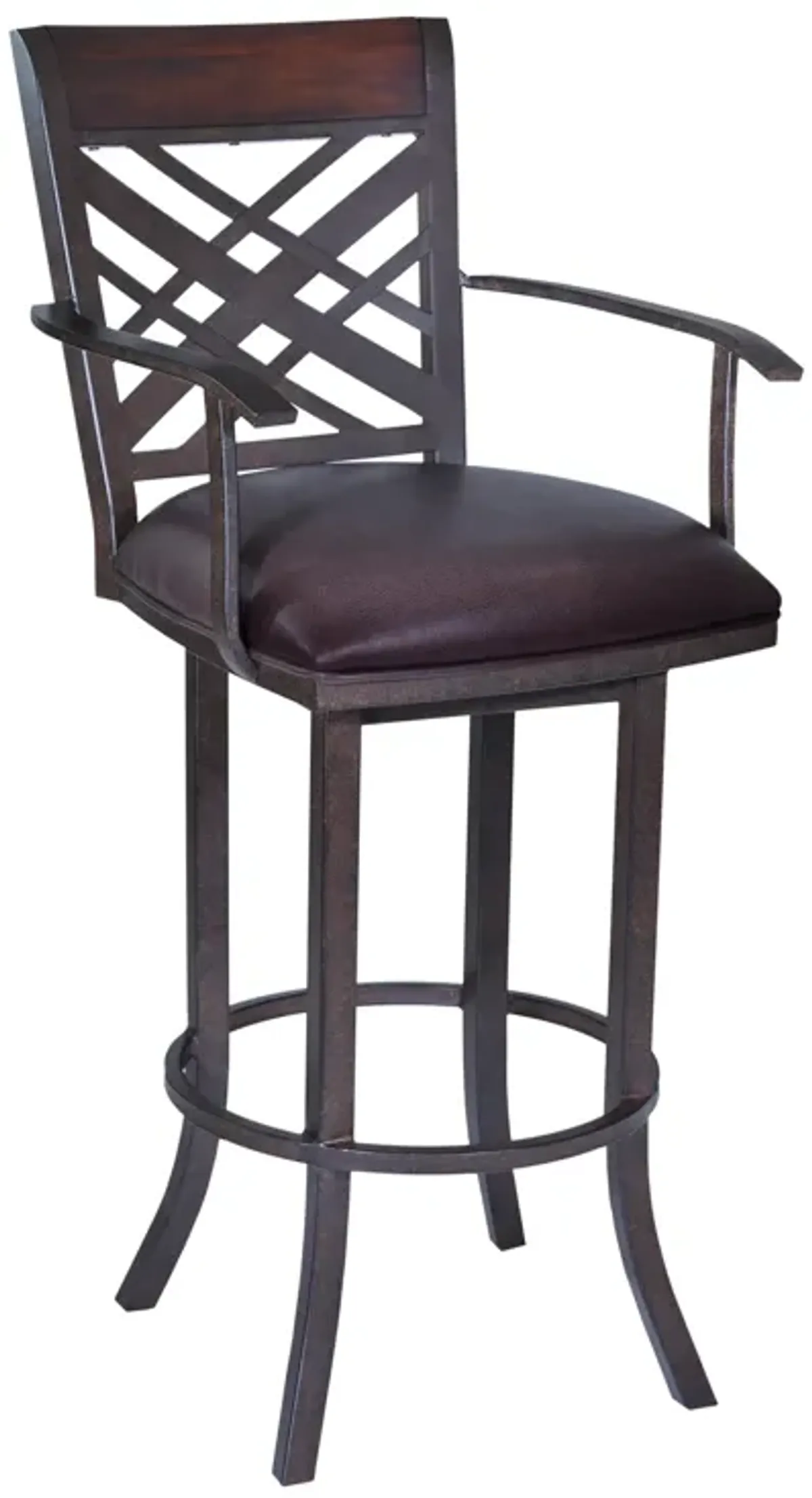 Tahiti  26" Arm Barstool in Auburn Bay finish with Brown Pu upholstery