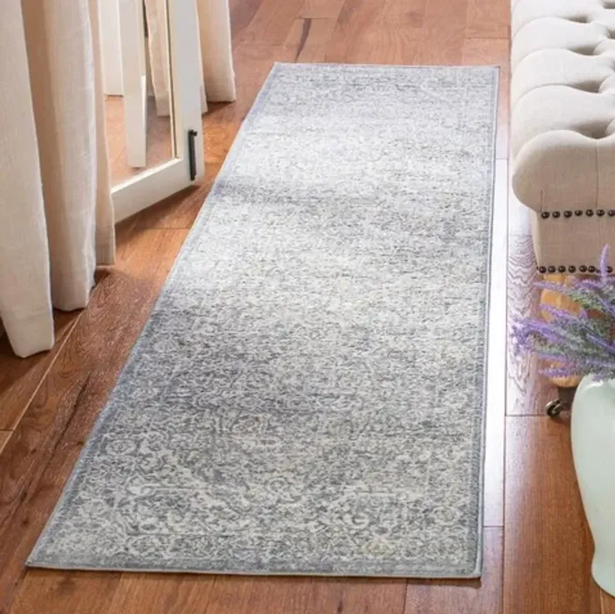 Brentwood 832 Light Grey / Ivory 2' X 16' Runner Powerloomed Rug