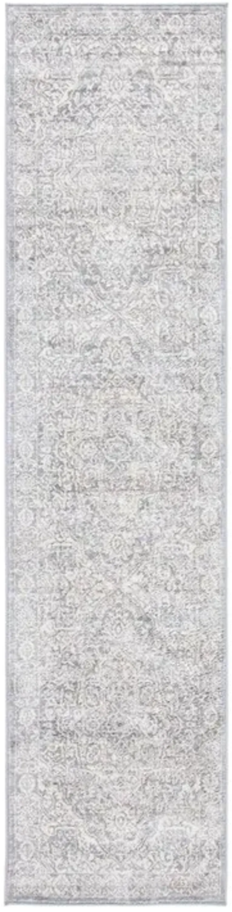 Brentwood 832 Light Grey / Ivory 2' X 16' Runner Powerloomed Rug