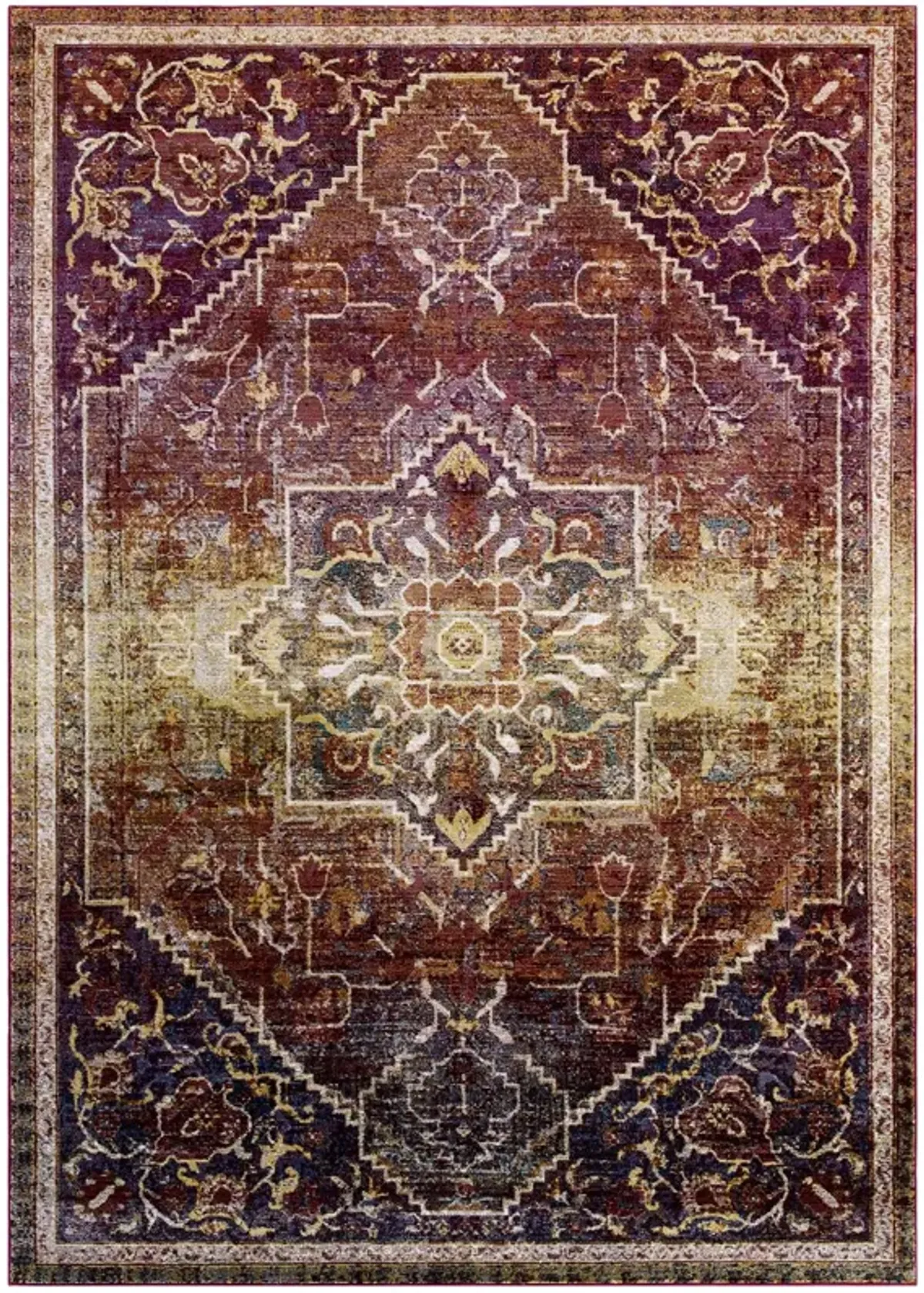 Success Kaede Transitional Distressed Vintage Floral Persian Medallion 5x8 Area Rug