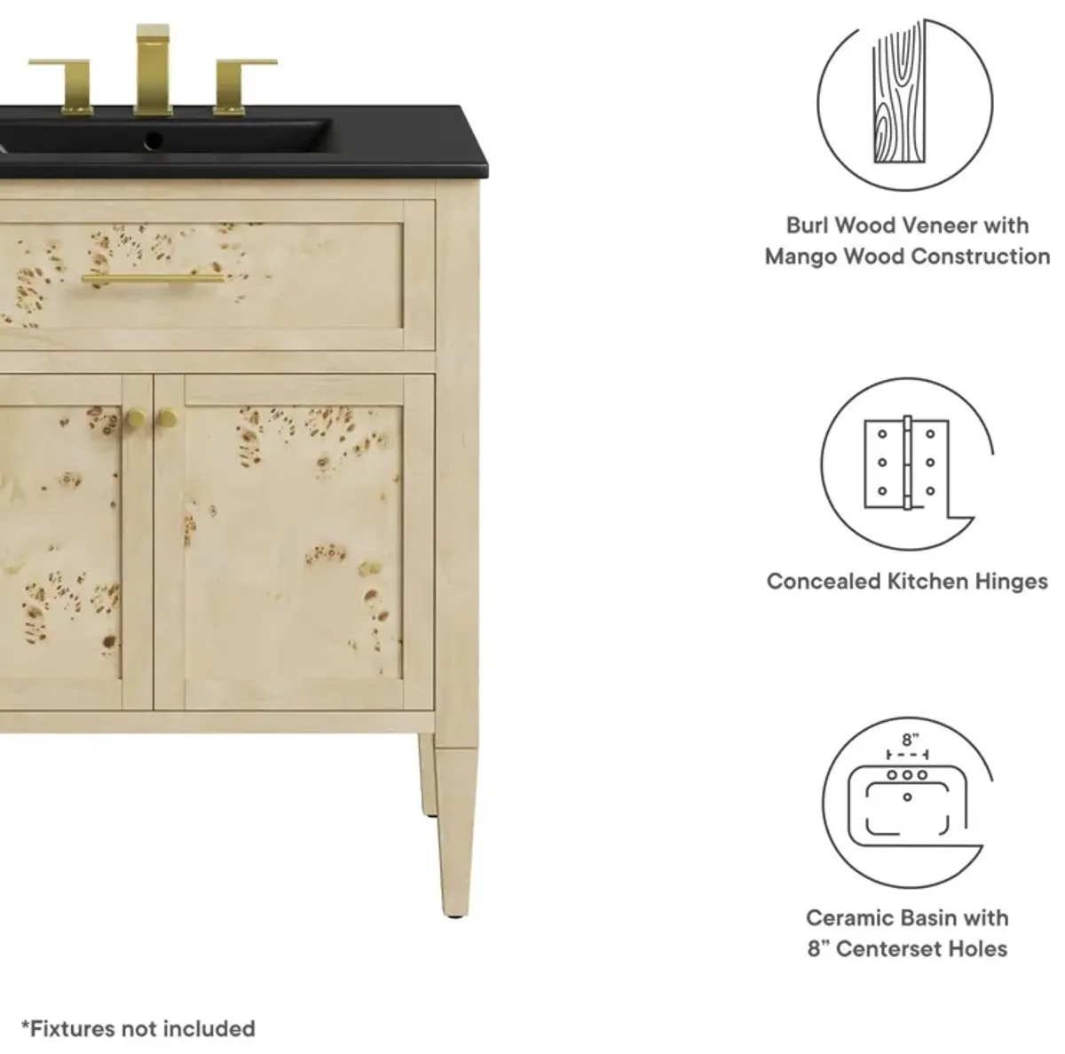 Elysian 30" Wood Bathroom Vanity