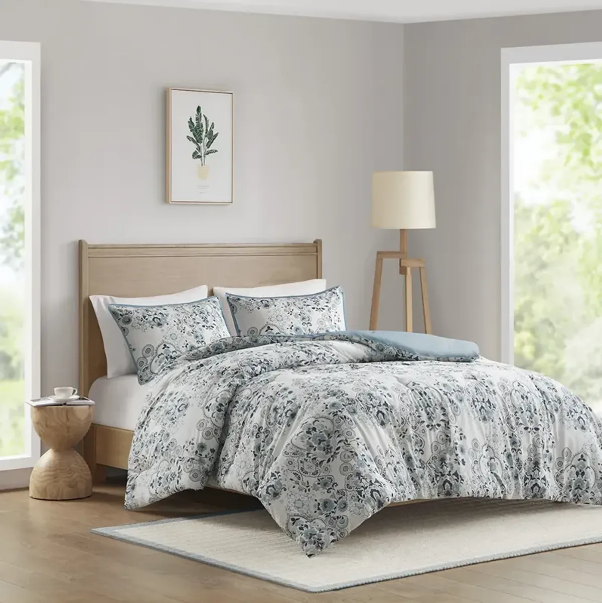 3 Piece Floral Printed Cotton Comforter Set