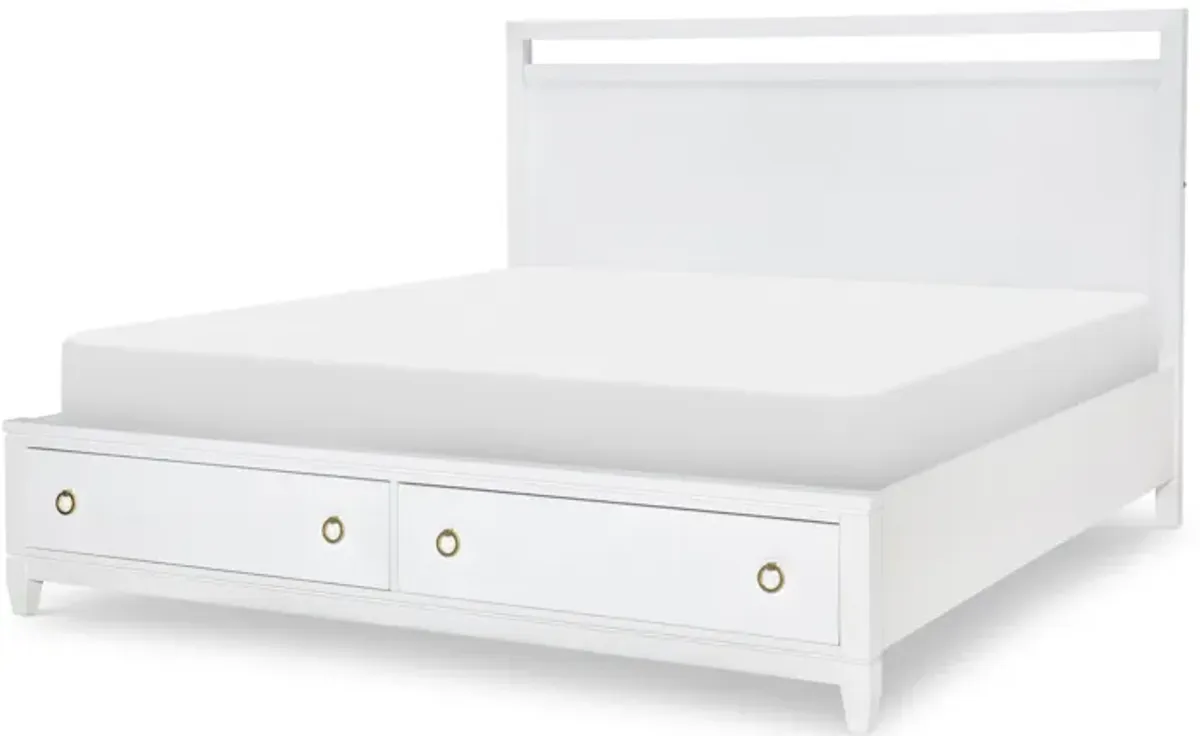 Summerland White Complete Panel Bed W Storage Ca King White Finish 60