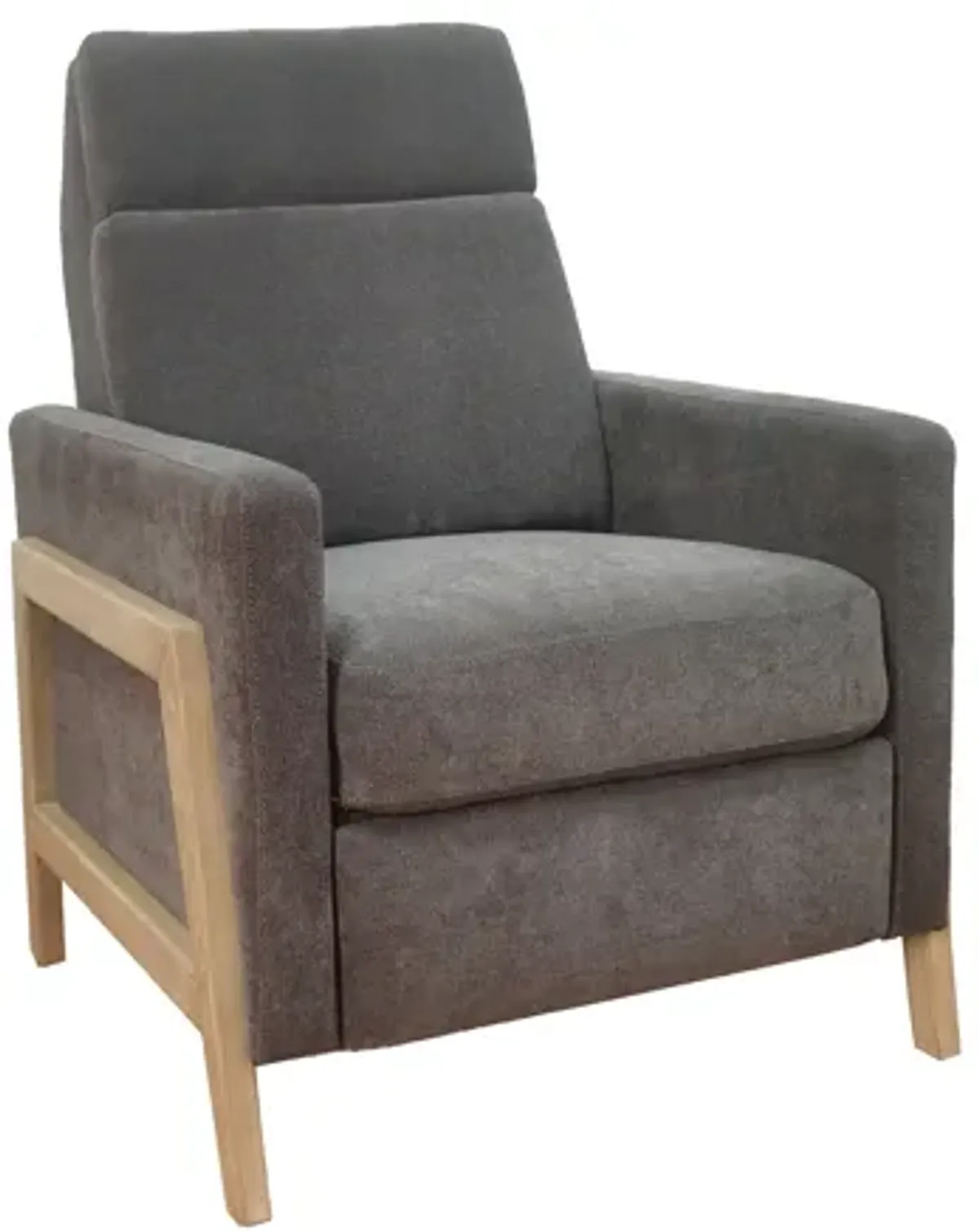 CH Grey Luna Recliner With Wood Frame