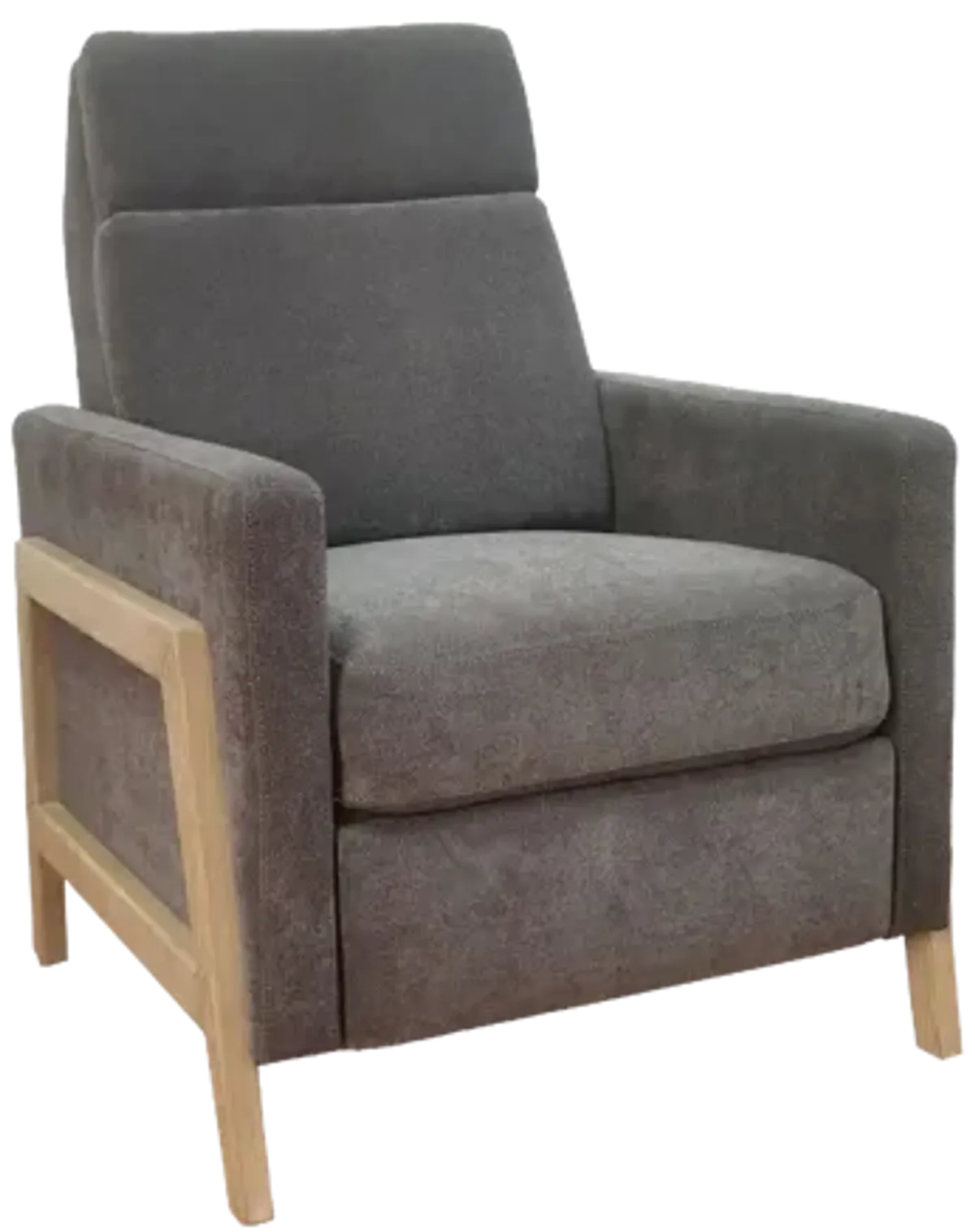 CH Grey Luna Recliner With Wood Frame