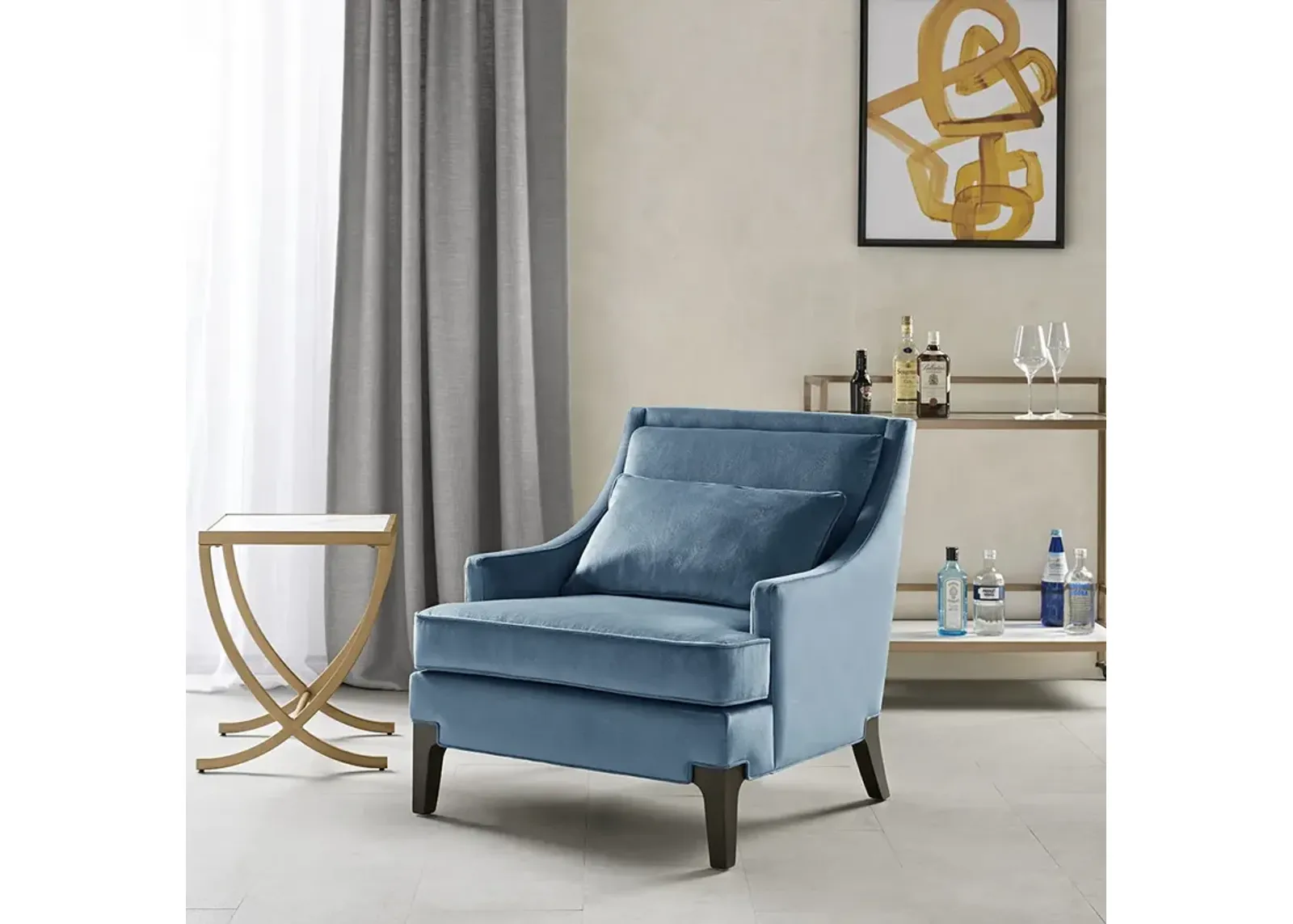 Martha Stewart Anna Blue Arm Accent Chair