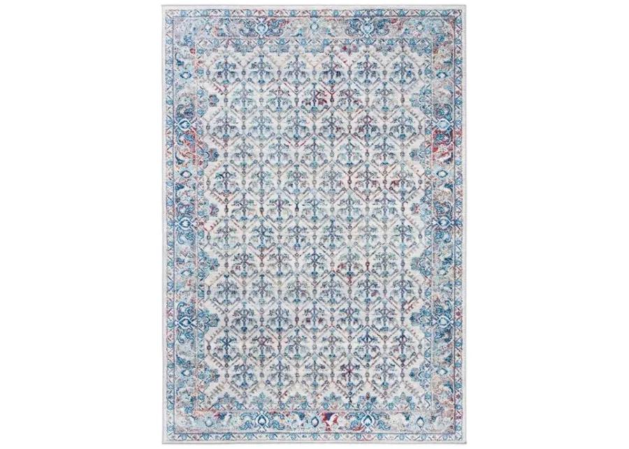 Brentwood 869 Ivory / Blue 4' X 6' Small Rectangle Powerloomed Rug