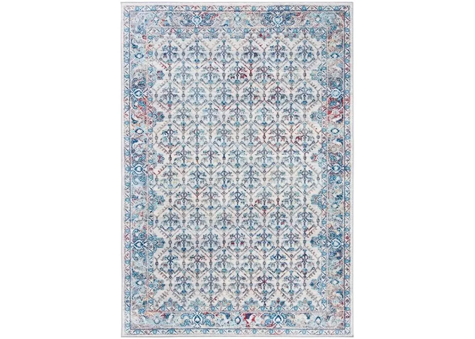 Brentwood 869 Ivory / Blue 4' X 6' Small Rectangle Powerloomed Rug