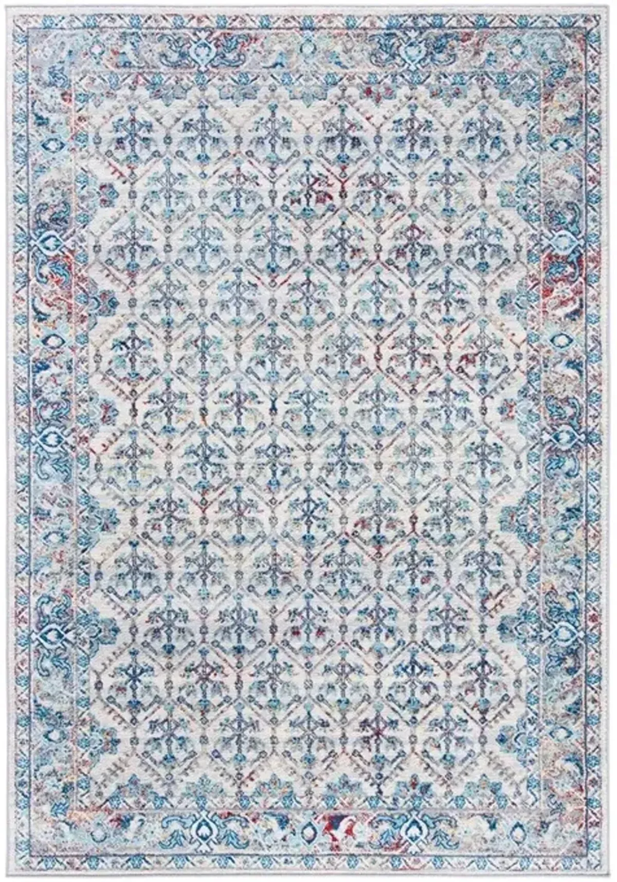 Brentwood 869 Ivory / Blue 4' X 6' Small Rectangle Powerloomed Rug