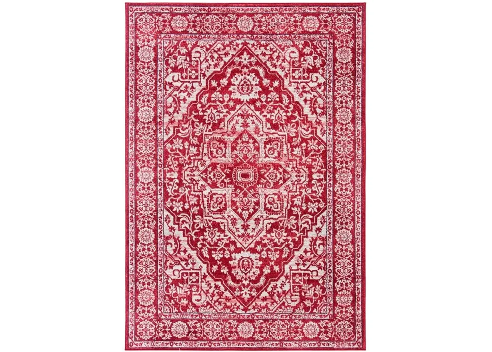 Brentwood 832 Red / Ivory 6' X 9' Medium Rectangle Powerloomed Rug