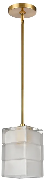 Ice Blocks 6" Wide 1-Light Mini Pendant - Satin Brass