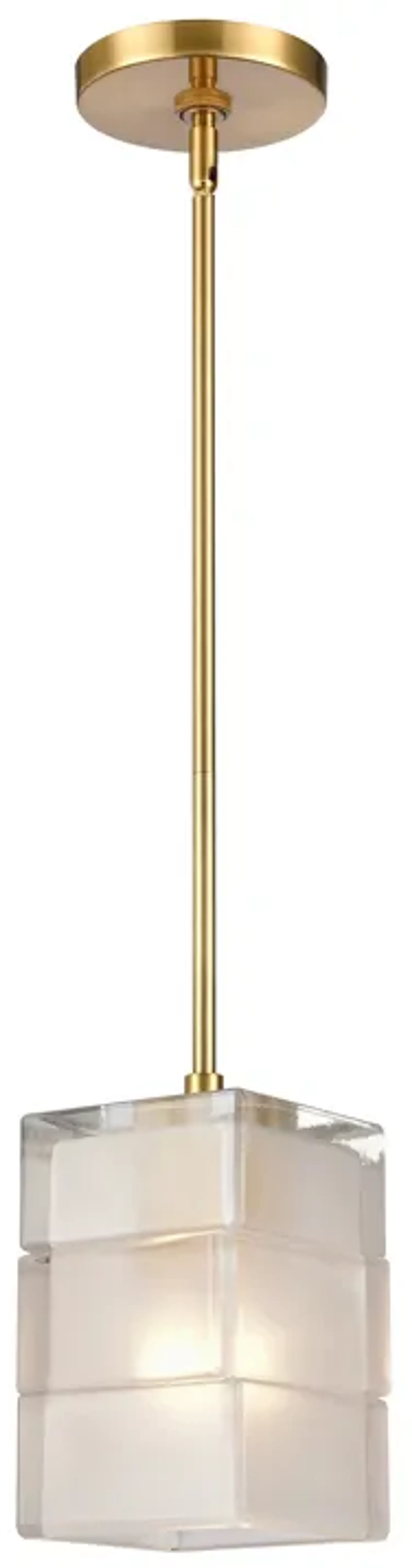 Ice Blocks 6" Wide 1-Light Mini Pendant - Satin Brass