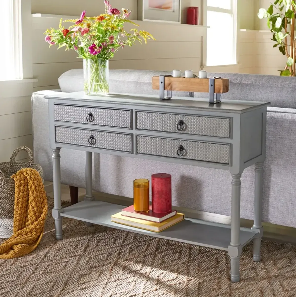 HAINES 4DRW CONSOLE TABLE