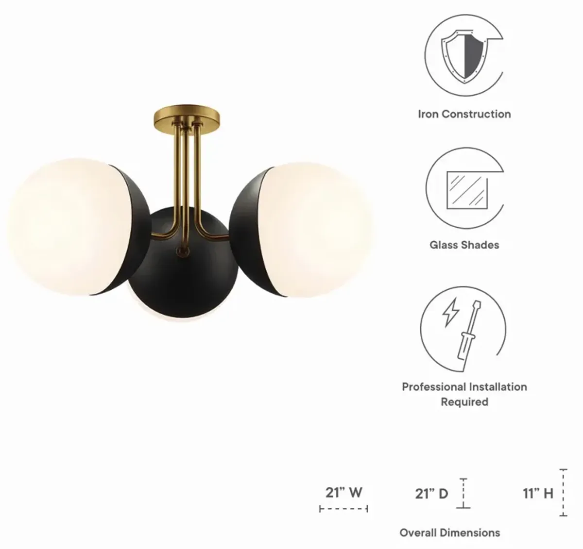 Stellar 3-Light Semi-Flush Ceiling Light