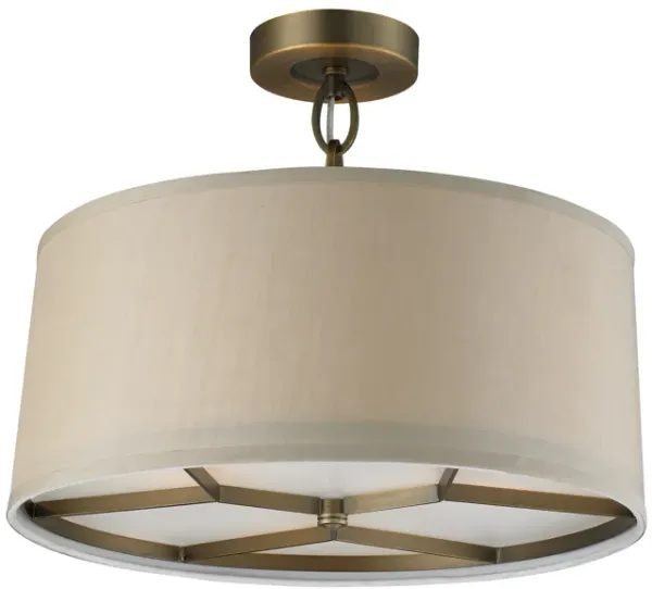 Baxter 16" Wide 3-Light Semi Flush Mount - Brushed Antique Brass