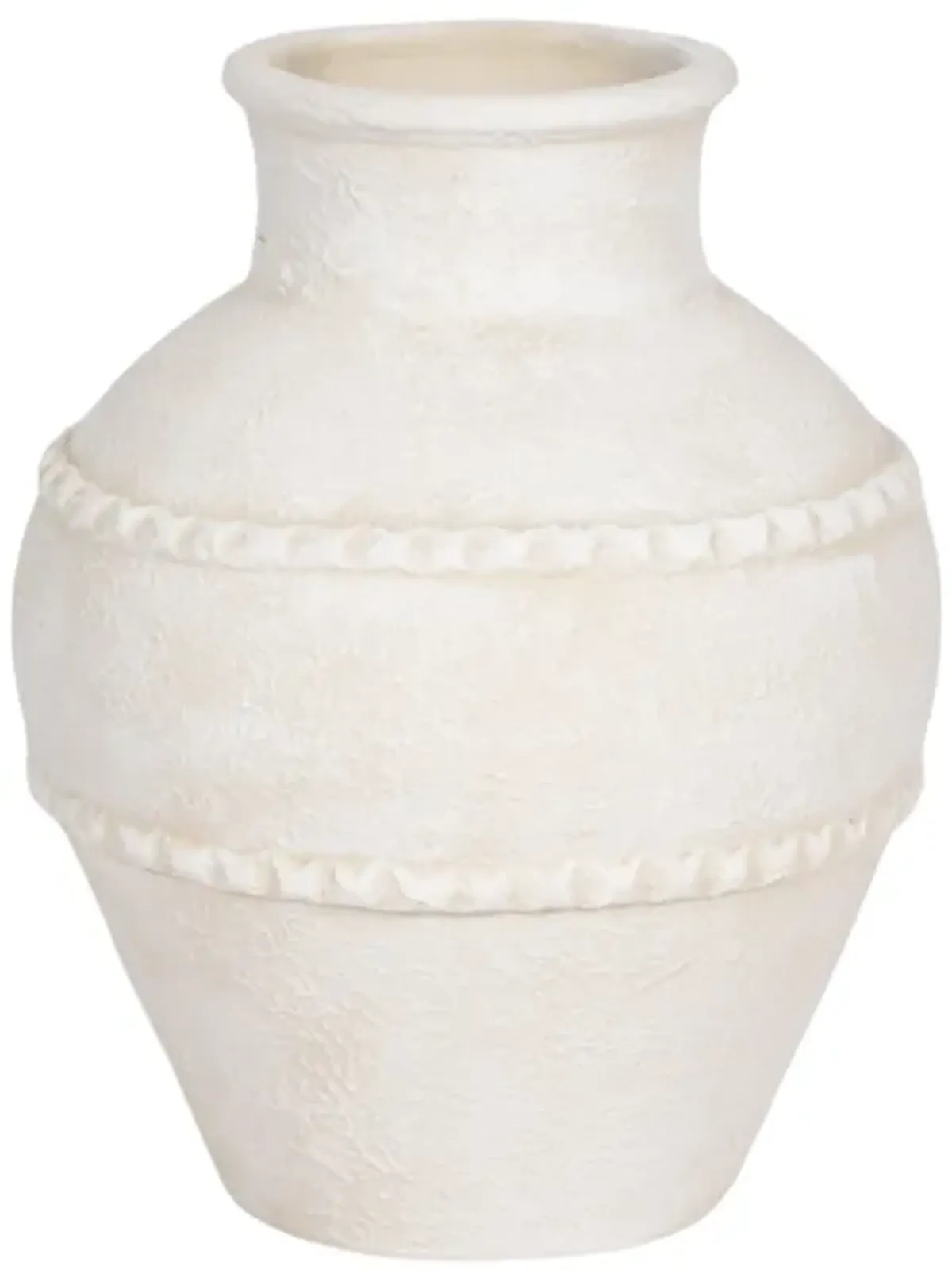 12" Traditional Textured Terracotta Vase, Ivory