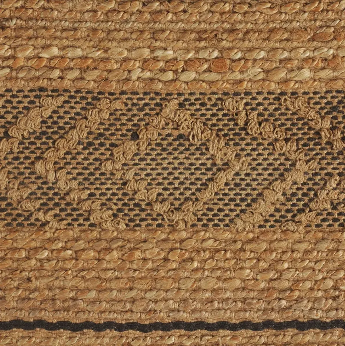 Earl Tan/ Black Geometric Farmhouse Organic Jute Indoor Area Rug 5' x 7'9"