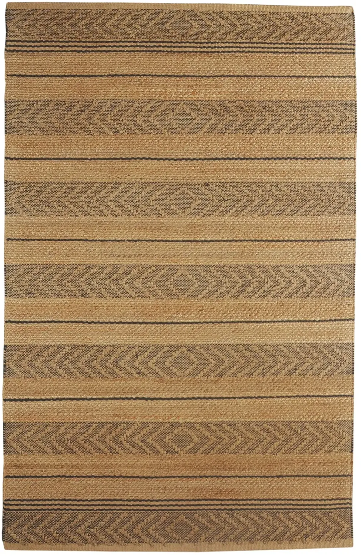 Earl Tan/ Black Geometric Farmhouse Organic Jute Indoor Area Rug 5' x 7'9"