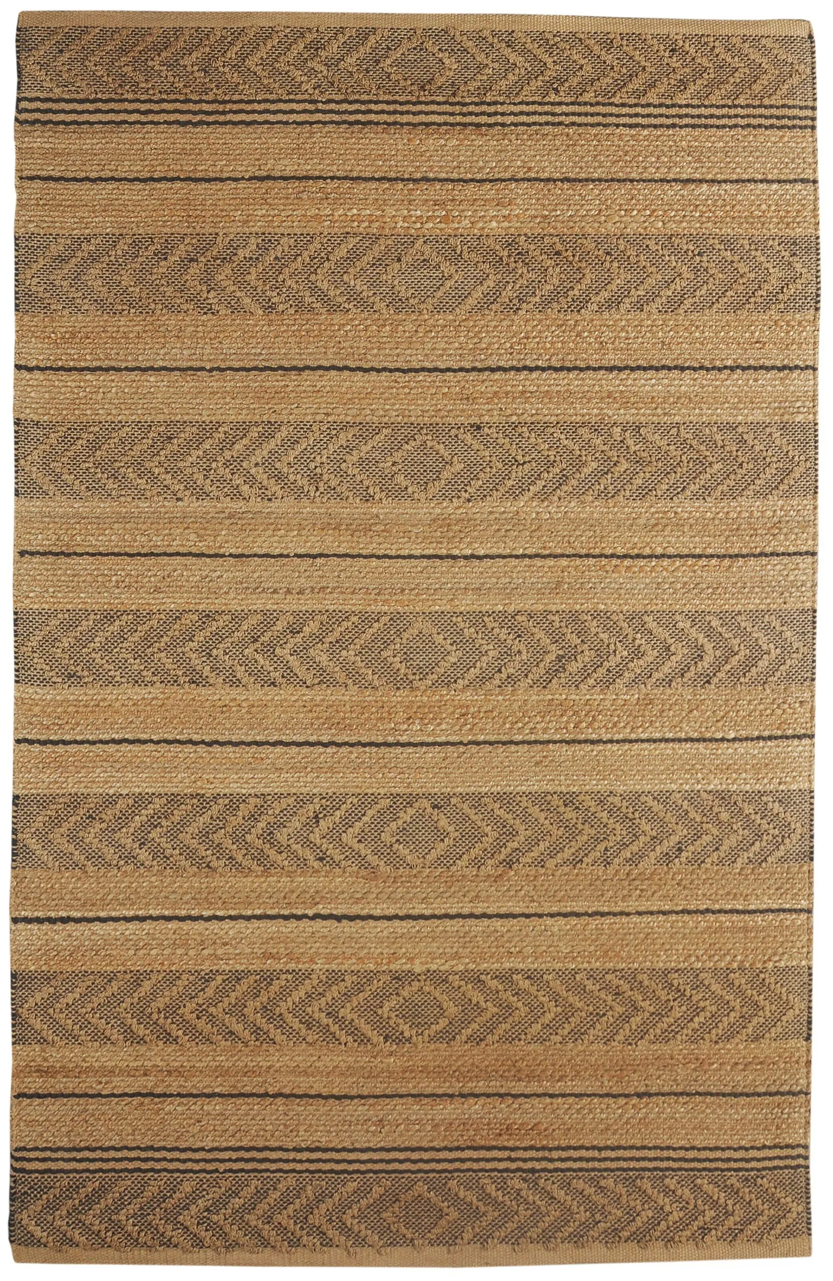 Earl Tan/ Black Geometric Farmhouse Organic Jute Indoor Area Rug 5' x 7'9"