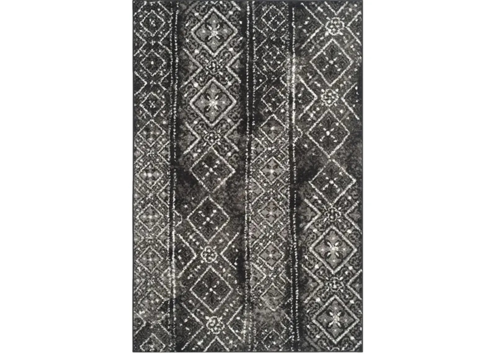 Adirondack Contemporary Black / Silver 2'-6" X 14' Powerloomed Rug