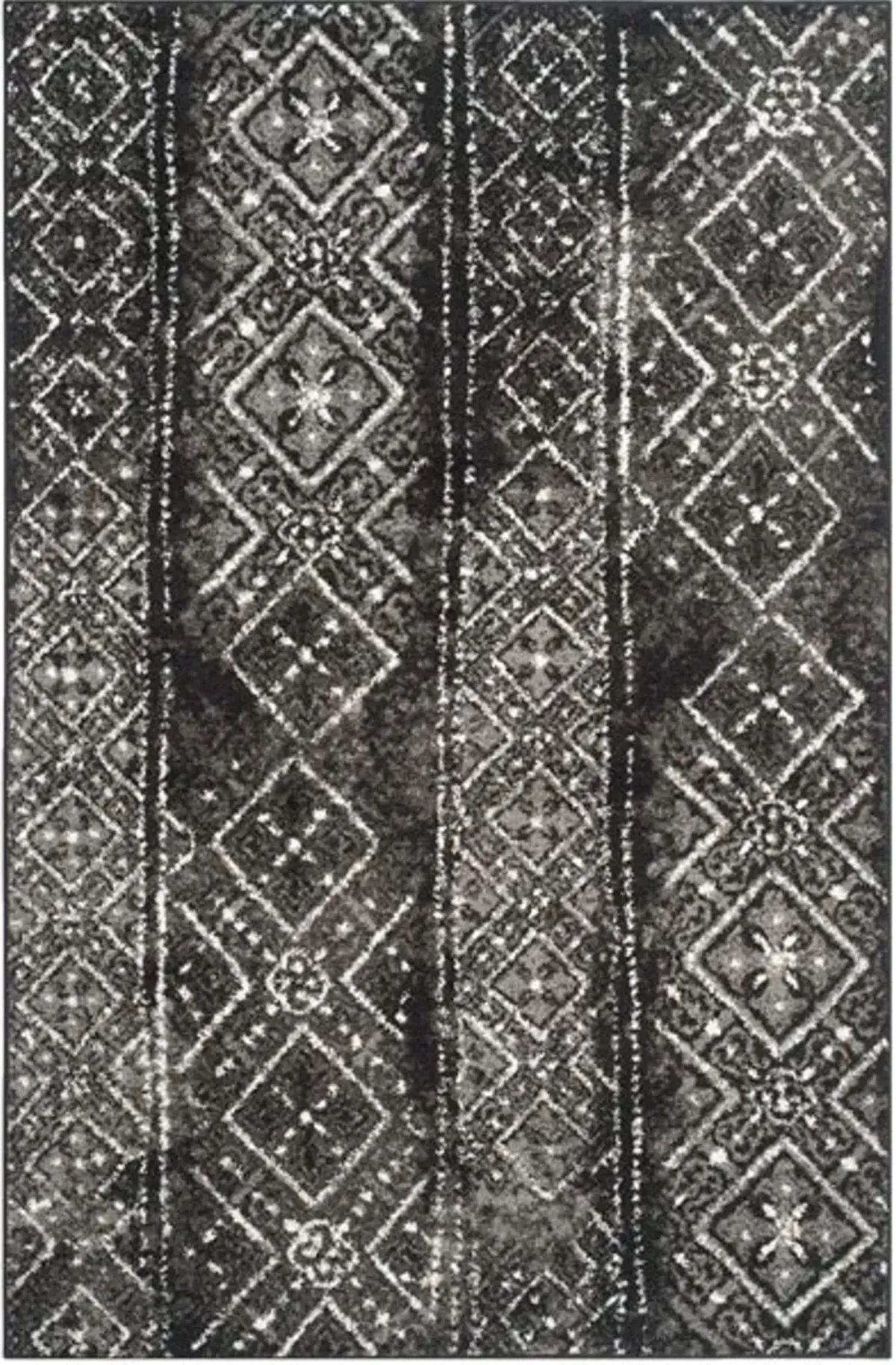 Adirondack Contemporary Black / Silver 2'-6" X 14' Powerloomed Rug