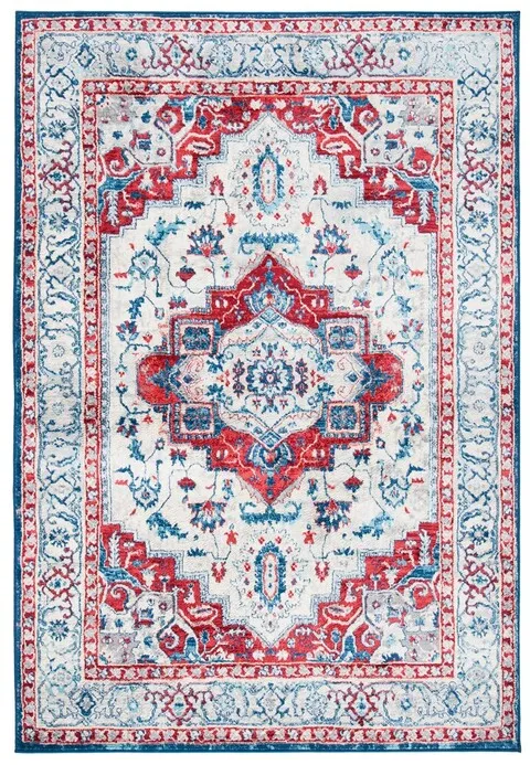 Brentwood 851 Beige / Red 5'-3" X 7'-6" Medium Rectangle Powerloomed Rug