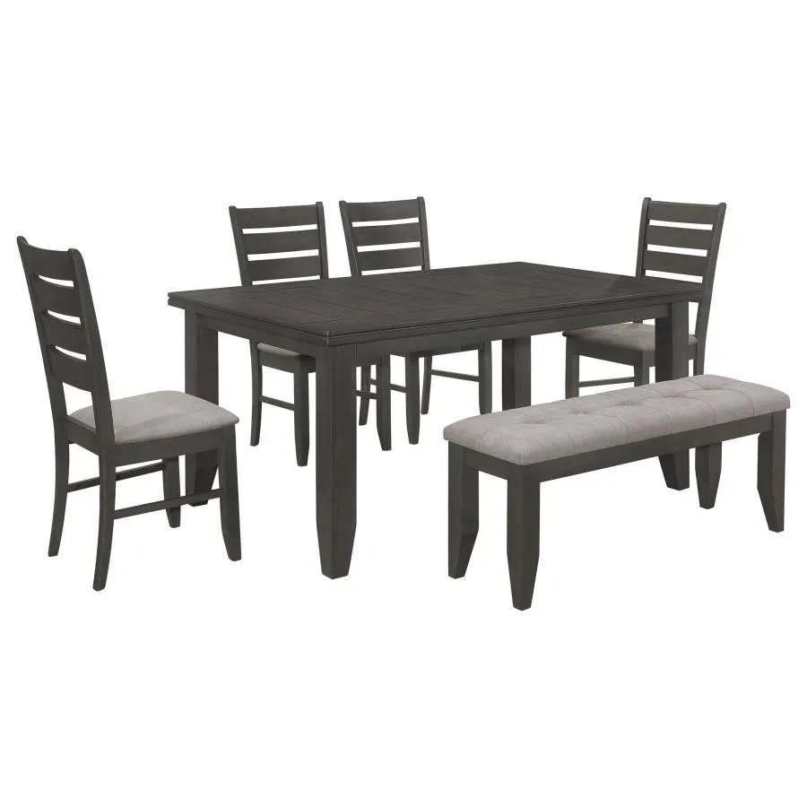 Dalila 6-piece Rectangular Dining Set Grey and Dark Grey