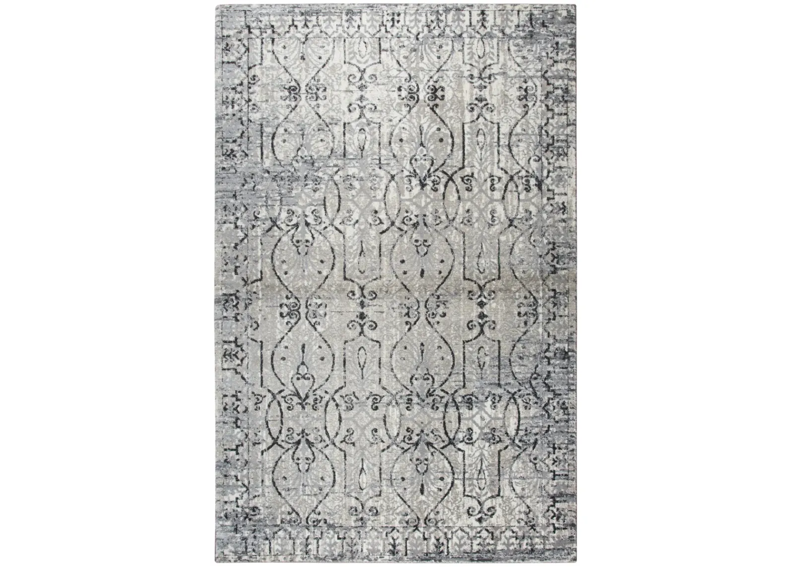 Panache Taupe/Natural Scroll Work Distress Polypropylene 5'3" x 7'6" Rectangle Rug