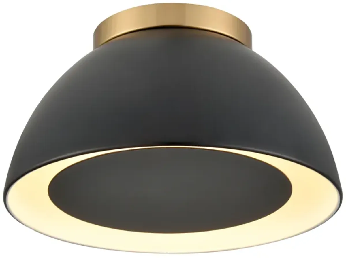 Pelham 10'' Wide 2-Light Flush Mount - Satin Brass with Matte Black