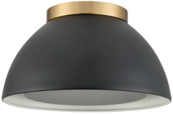 Pelham 10'' Wide 2-Light Flush Mount - Satin Brass with Matte Black