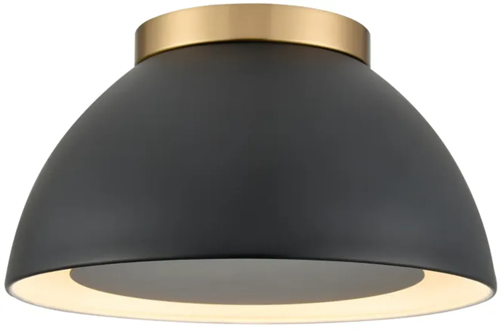 Pelham 10'' Wide 2-Light Flush Mount - Satin Brass with Matte Black