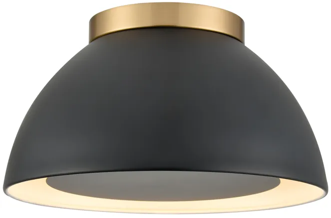 Pelham 10'' Wide 2-Light Flush Mount - Satin Brass with Matte Black