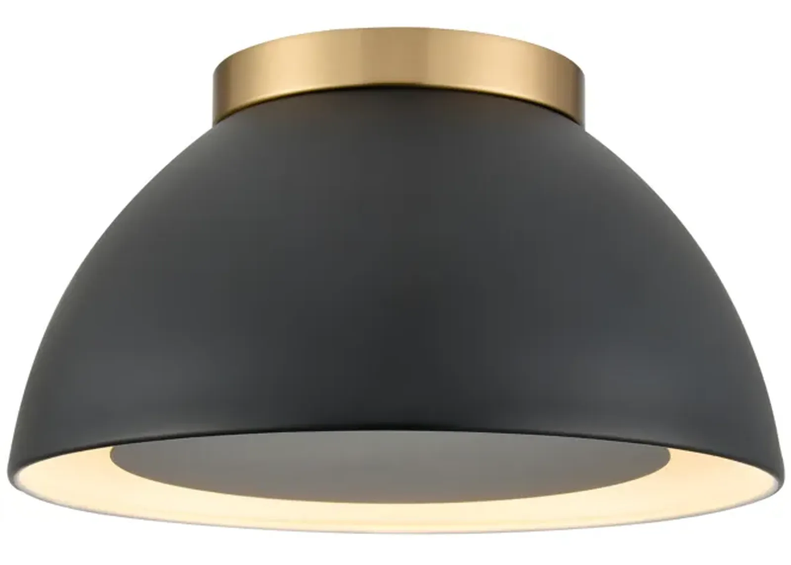 Pelham 10'' Wide 2-Light Flush Mount - Satin Brass with Matte Black