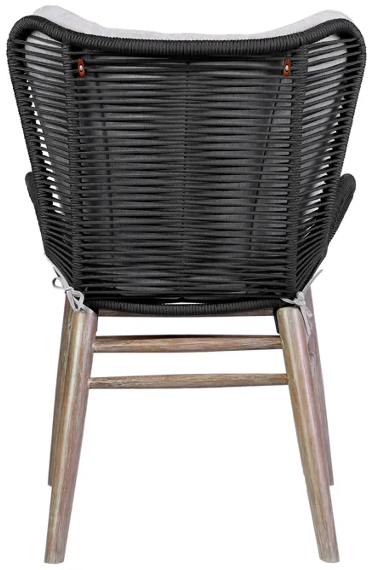 Fanny Outdoor Patio Dining Chair in Light Eucalyptus Wood and Charcoal Rope