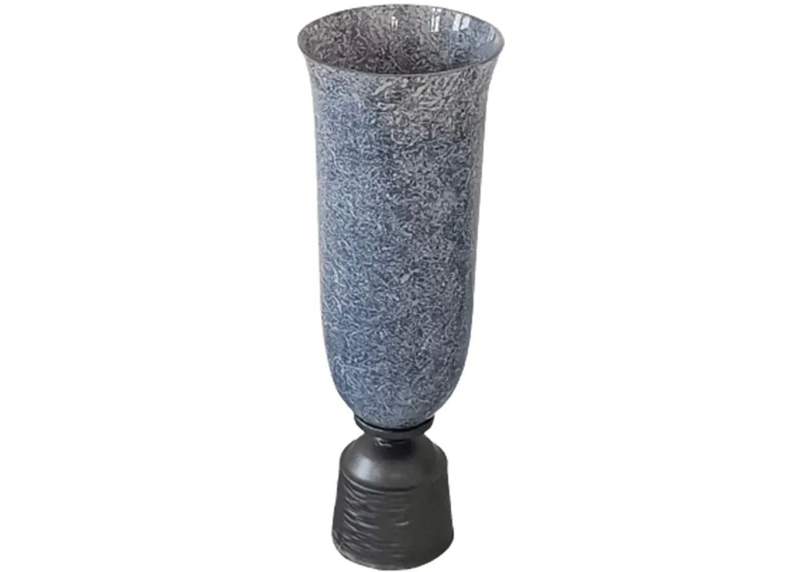 16", Glass Vase W/metal Base, Blue