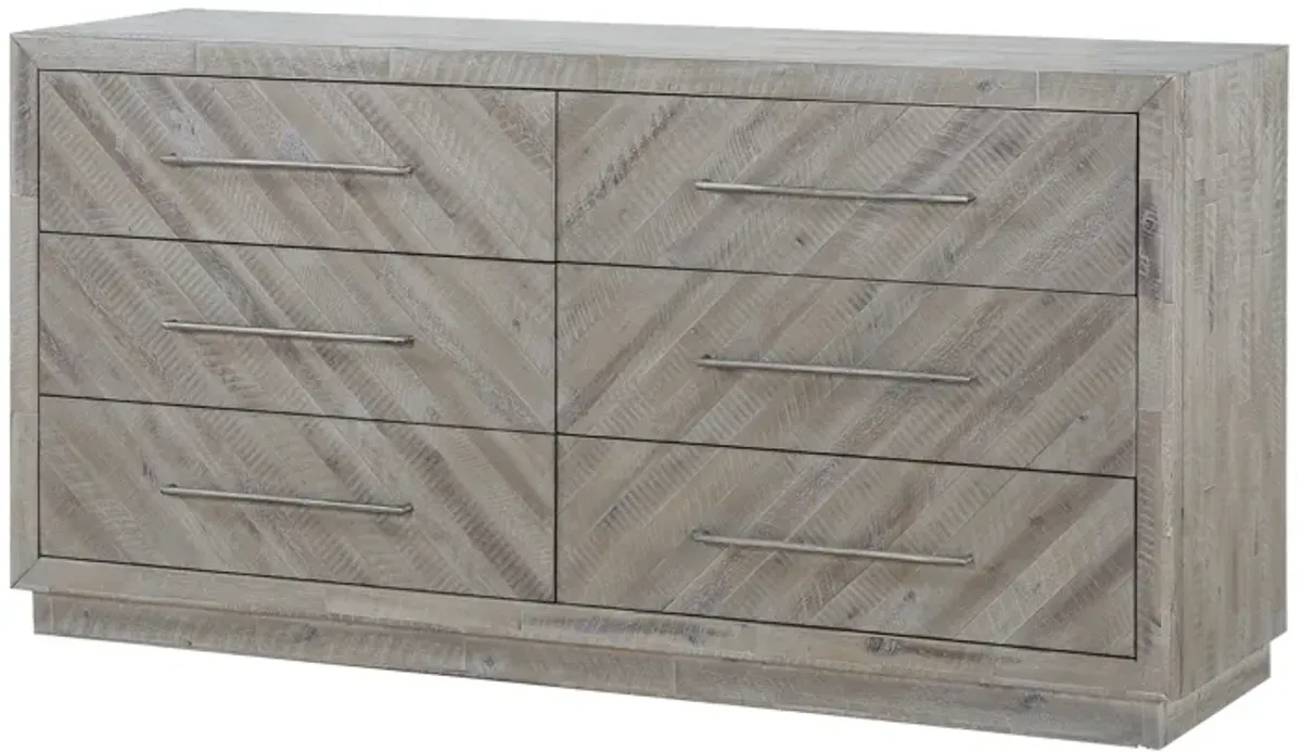 Alexandra Solid Wood Six Drawer Dresser in Rustic Latte (2024)