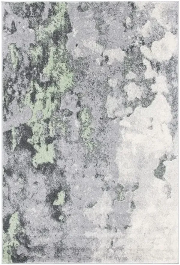 Adirondack Contemporary Green / Grey 4' X 6' Powerloomed Rug