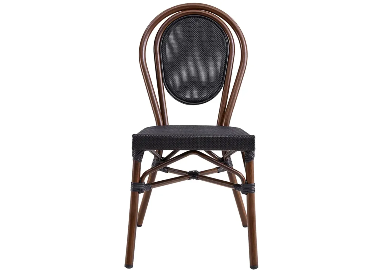 Erlend Stacking Side Chair in Black Textylene Mesh with Brown Frame - Set of 2