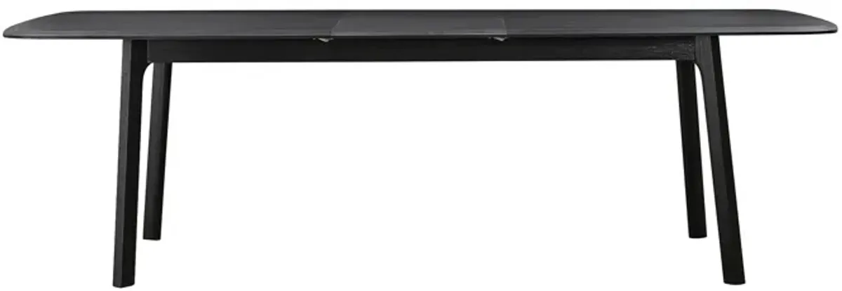 Holland Extendable Rectangle 98" Dining Table in Black Brushed Oak