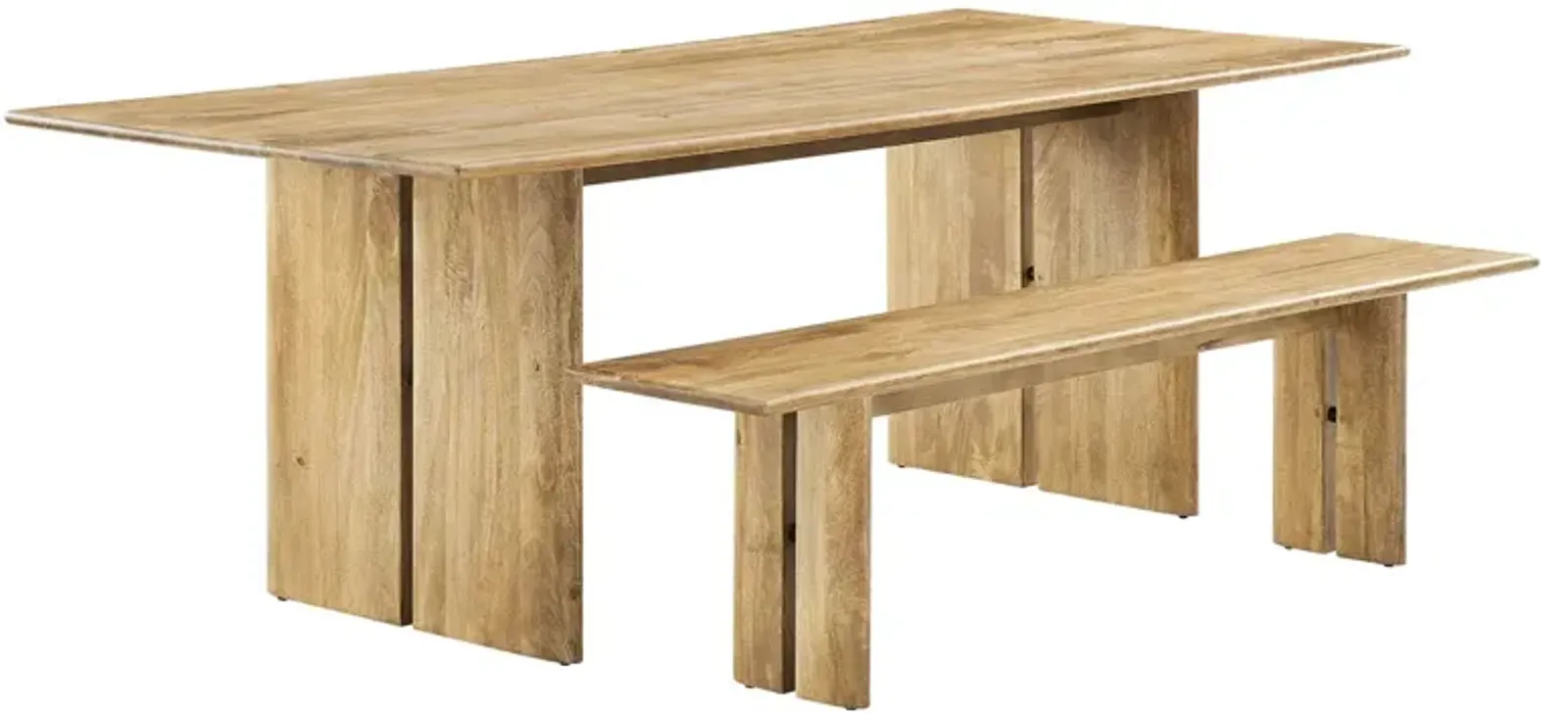 Amistad 86" Wood Dining Table and Bench Set