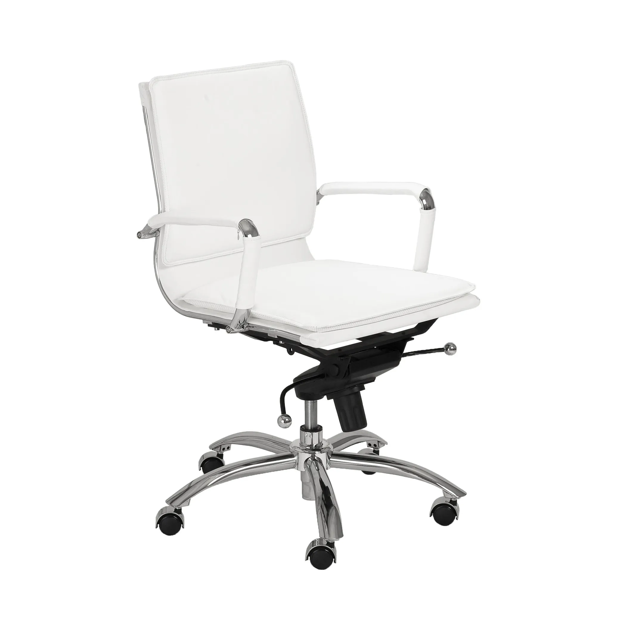 Gunar Pro Low Back Office Chair in White with Chromed Steel Base