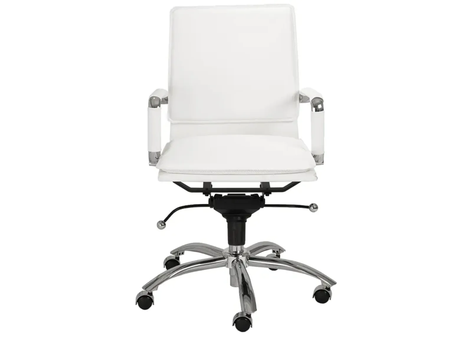 Gunar Pro Low Back Office Chair in White with Chromed Steel Base