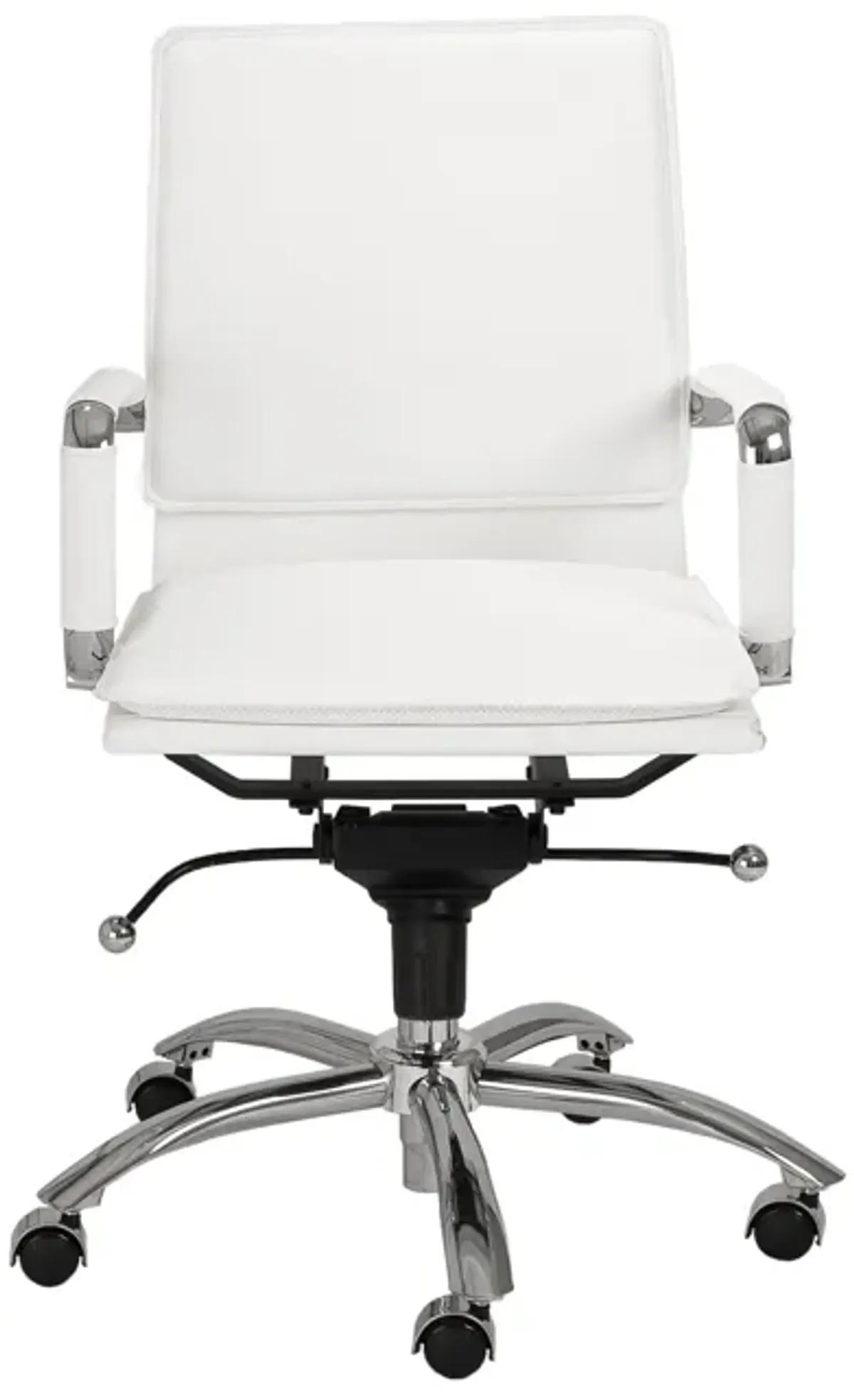 Gunar Pro Low Back Office Chair in White with Chromed Steel Base